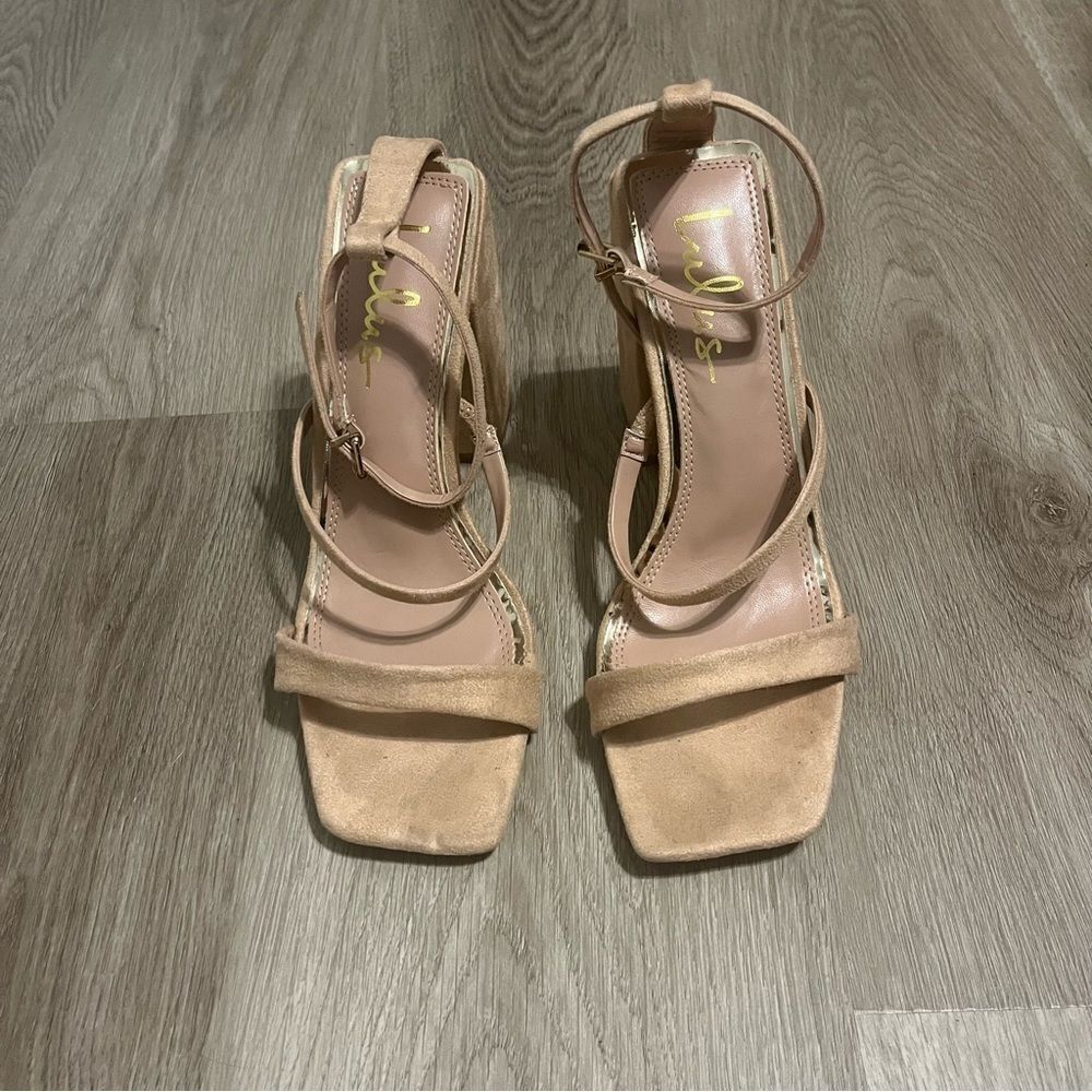 Lulu's Nude Ankle Strap Heels - Picture 3 of 8